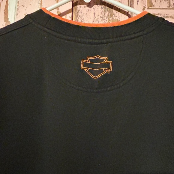 Harley-Davidson Men's Crewneck Sweater in Black and Orange - Picture 6 of 7